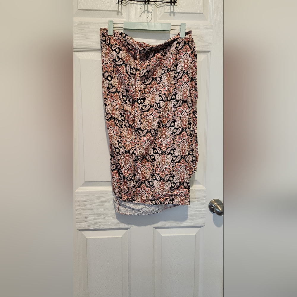 Maurices Paisley High Low Skirt - Black, Pink, White